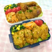 鶏唐揚げレモンソース弁当♥|みちゅあしさん