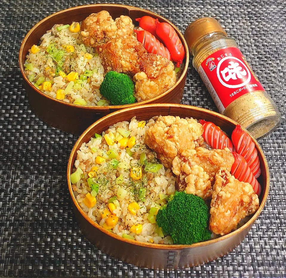 母とムスコのラブラブおソロ♪あじまるバターコーンライス弁当|からあげビールさん
