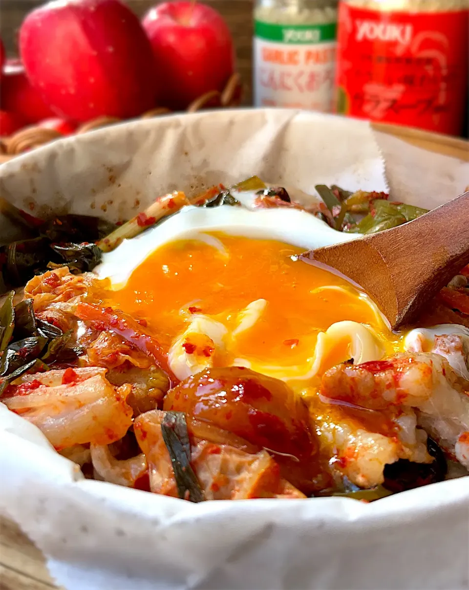 蒸篭で豚キムチ丼♨️|9421beruさん