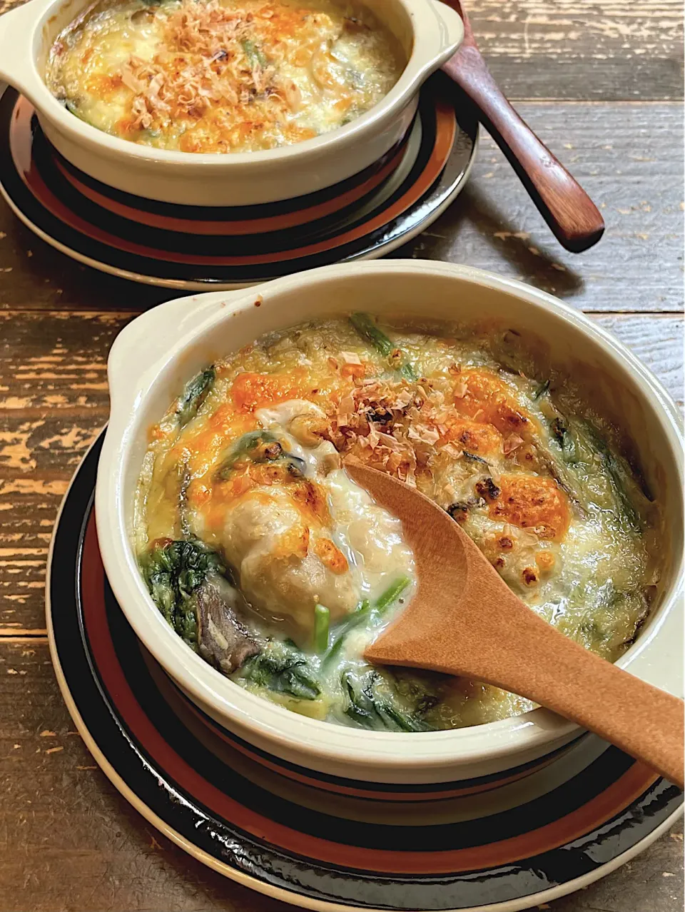 牡蠣と舞茸、ほうれん草の豆乳グラタン|七海さん