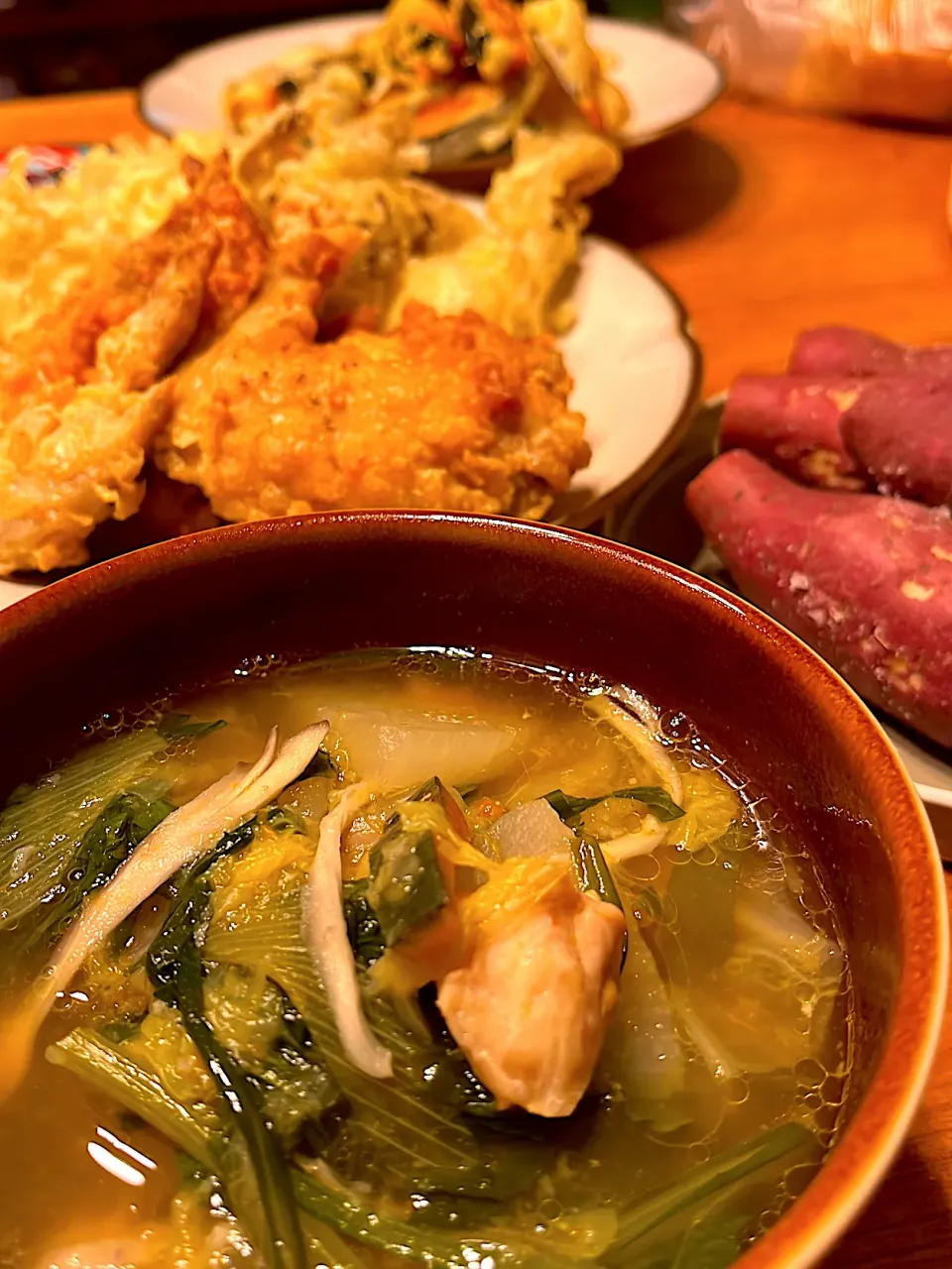 ニンニクスープと揚げもの|おさかなさん