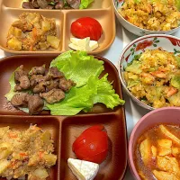 砂ずり炒め&ツナジャガ&チートマ&鮭レタスチャーハン&スンドゥブ|なおさん