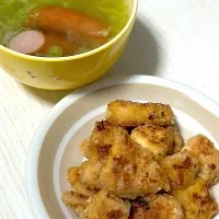 ささみの唐揚げ&コンソメスープ|マロンちゃんさん