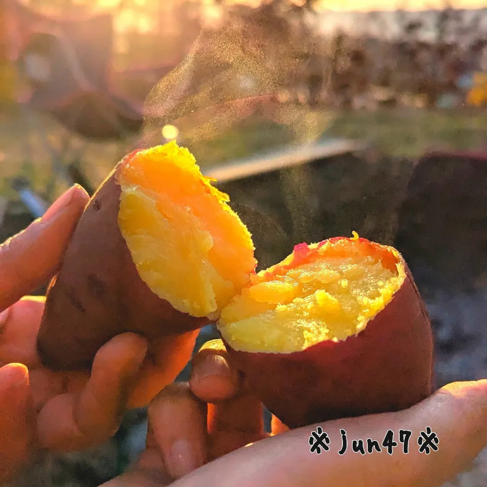 焚き火で焼き芋|jun47さん