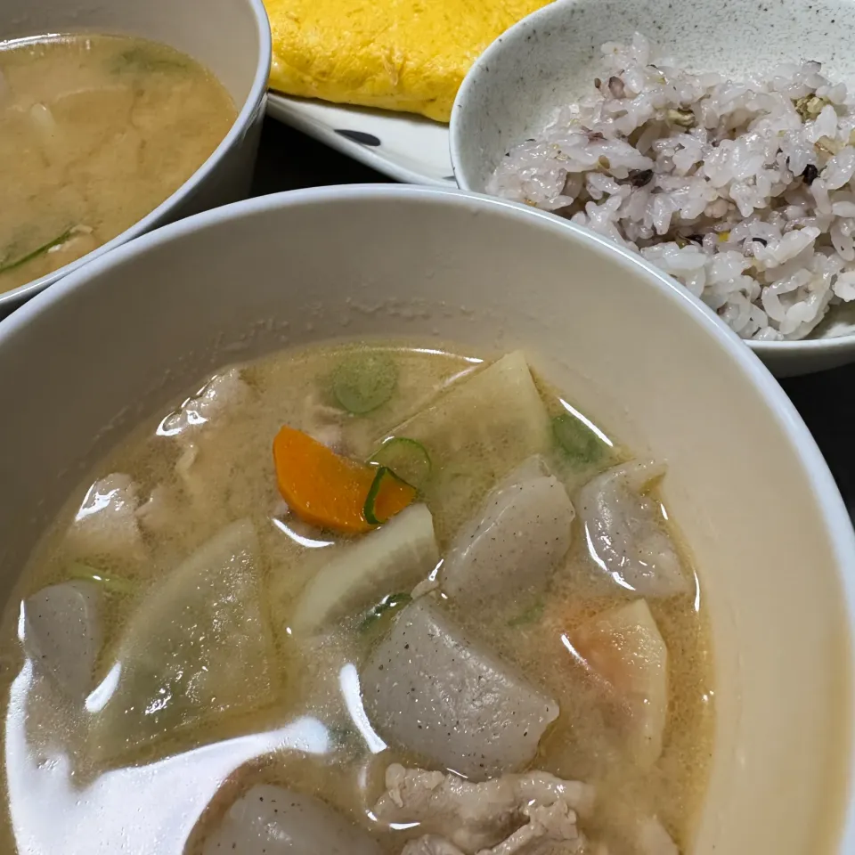 豚汁、卵焼き|くるみさん