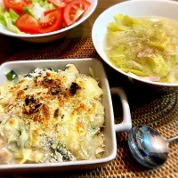 鶏肉とほうれん草のグラタン&キャベツスープ|リフルシャッフルさん