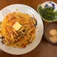 🍝しめじとベーコンのバター醤油パスタ

しめじジュワ〜🌱
ベーコンじゅわっと旨み❤️
バター×醤油で間違いなしっ👍
もりもり食べちゃう簡単パスタ🍝✨

⸻

🥬ほうれん草のおひたし

サッとゆでてキュッ！
だしの香りでほっこり〜🍵💚
副菜に困ったらコレ😌✨|よらさん