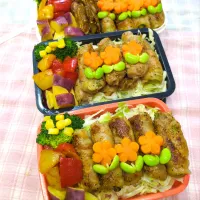 アスパラ豚肉巻き＆キャベツ巻き弁当♥|みちゅあしさん