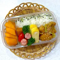 鶏キャベツのバタポン炒めの中学生弁当|リングさん