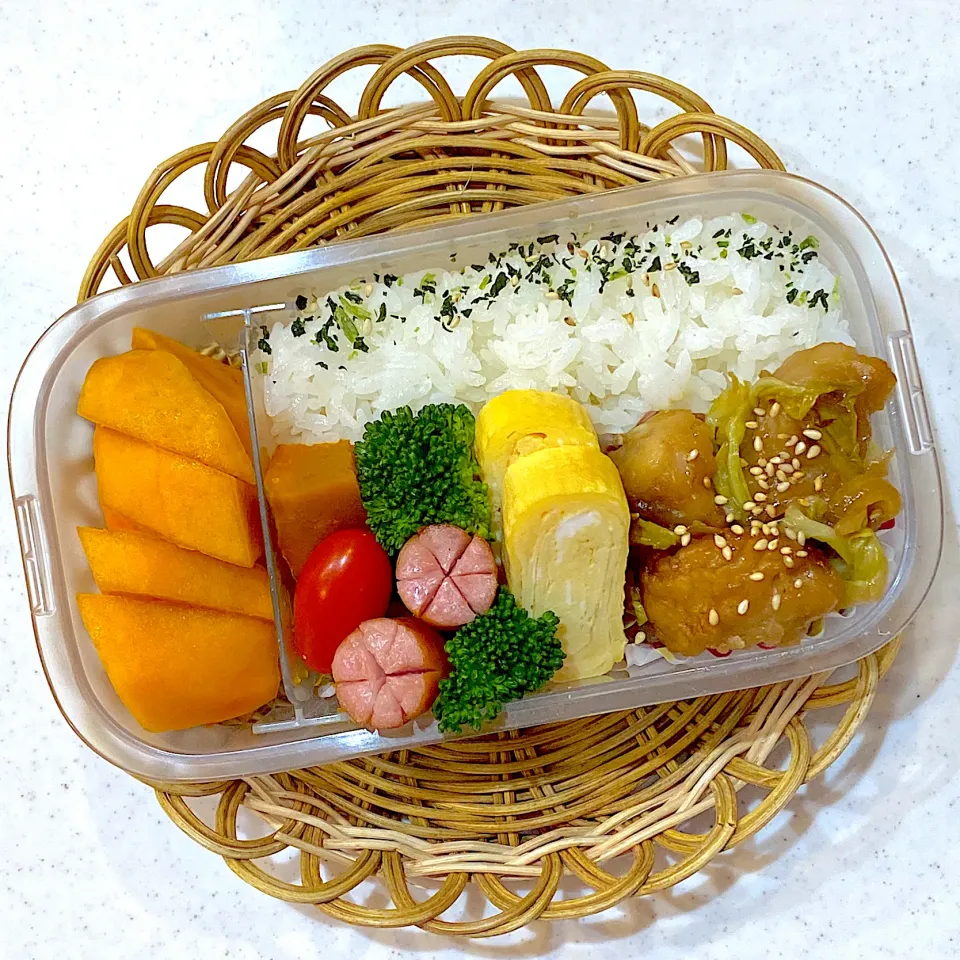 鶏キャベツのバタポン炒めの中学生弁当|リングさん