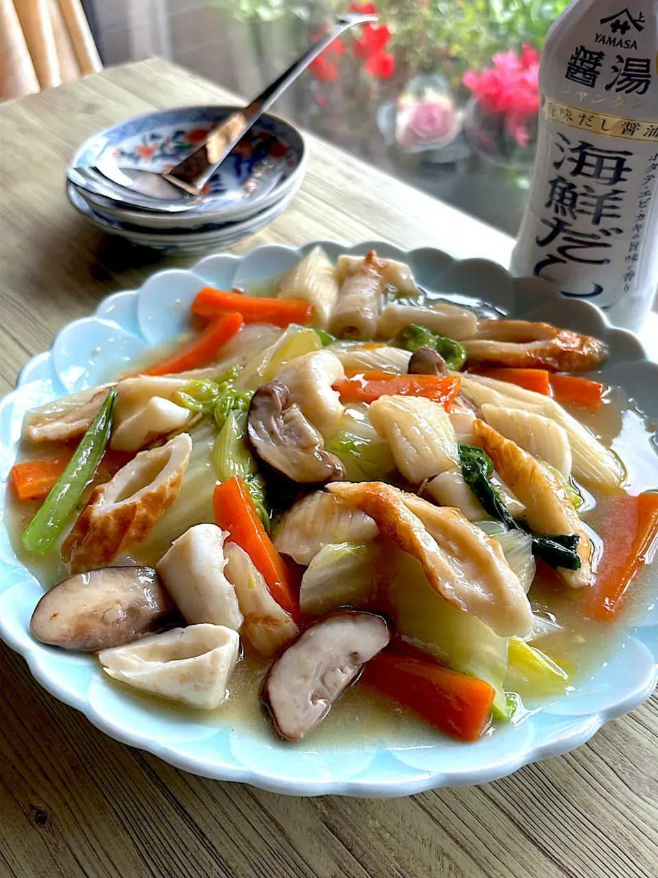 いかと野菜のあんかけ ~ちくわで増量|とんちんさん