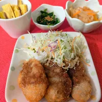 ☆アジ大葉フライ　☆春菊ごま和え　☆切り干し大根とあげの煮物　☆ステック大学芋| chikakoさん