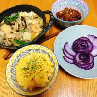 紫大根の浅漬けは色がキレイなので
盛りつけもキレイめに👍
鶏レバーのしぐれ煮
アヒージョにはフジッリを添えました😊|naoさん