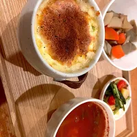 白子グラタンとトマトスープ|うちかさん