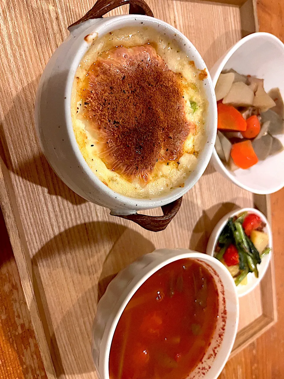 白子グラタンとトマトスープ|うちかさん