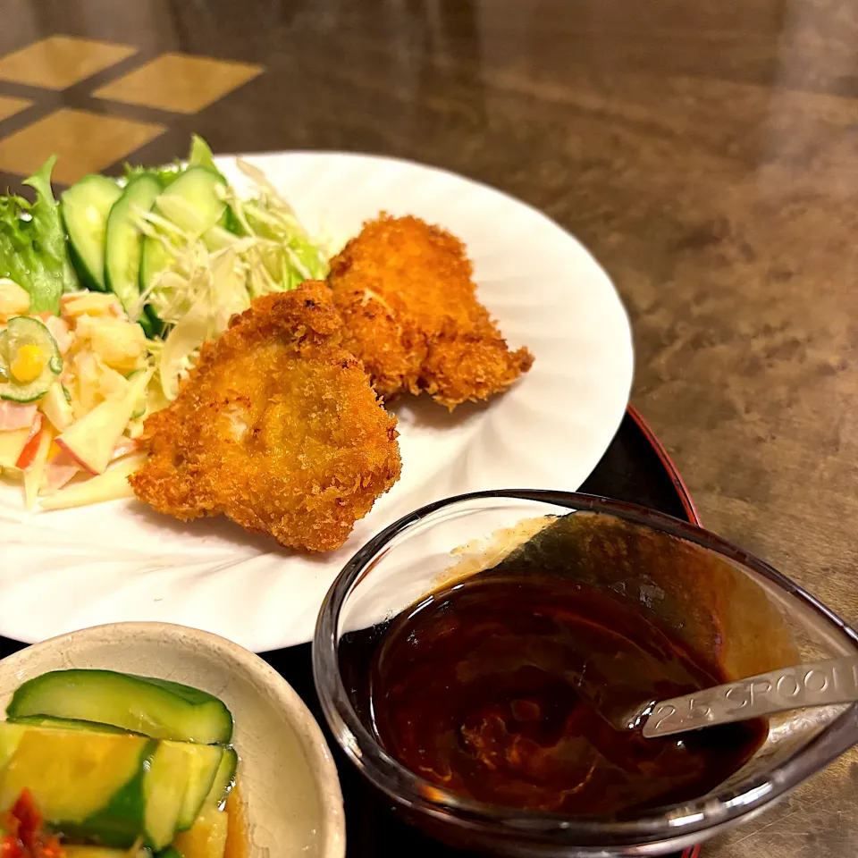 チキンカツにソース|かっちゃん杉さん