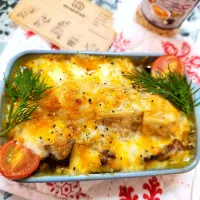 🔷staub🍠さつまいもとロールキャベツdeリメイクグラタン🔷