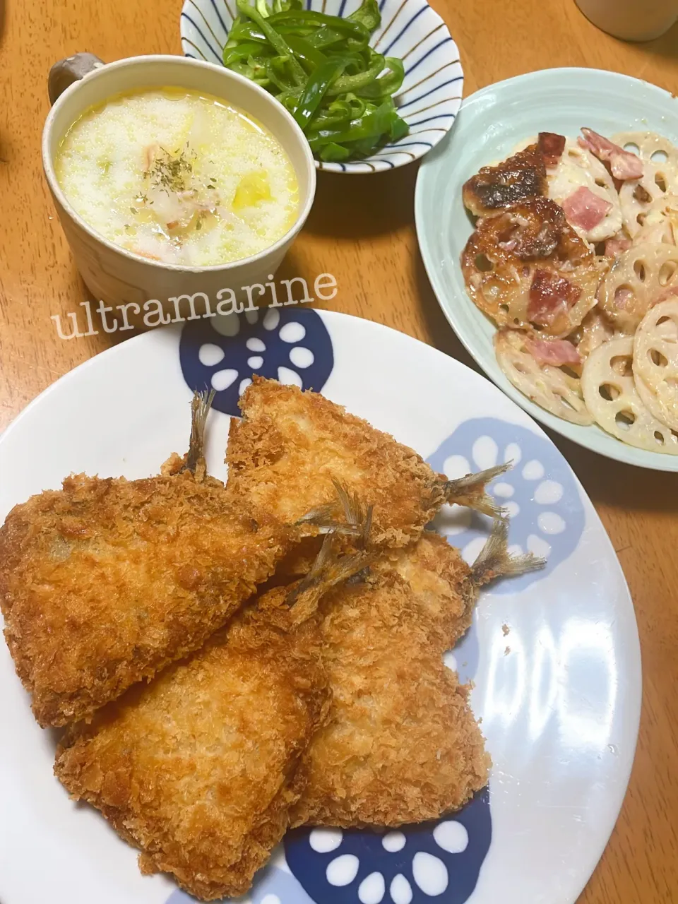 ＊アジフライとクラムチャウダーであったかごはん♪＊|ultramarineさん