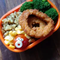 漢の…次女用🍱イカリング付きドライカレー弁当|ᵏᵒᵘさん