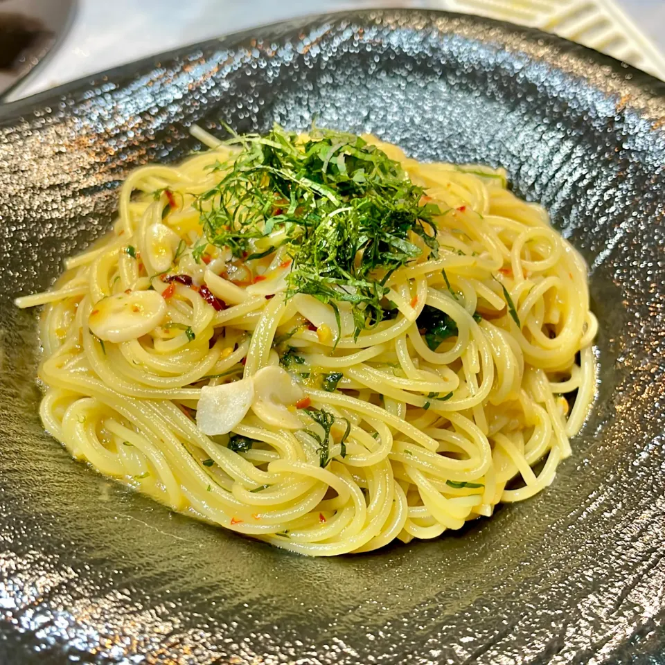 大葉と柚子胡椒のアーリオオーリオ|ぎんさん