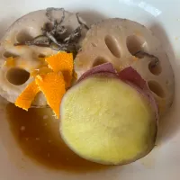 蒸しれんこんと蒸しさつまいも　みかんポン酢|そらまめさん