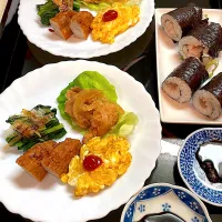 おつまみセット、巻き寿司、あさりの味噌汁|さっちゃんさん