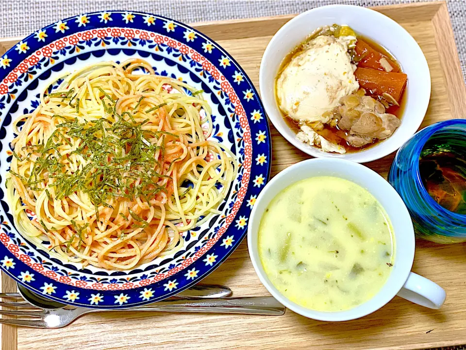 夕飯 明太子パスタ|ふわふわさん