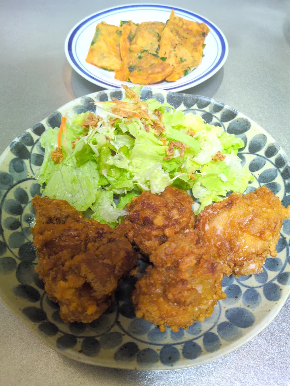 唐揚げ＆ニラキムチチヂミ|Riapple🍎さん