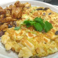 はんぺんと納豆の玉子焼 鳥の生姜焼き添え|T Aoさん