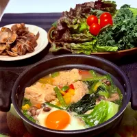 揚げ出し豆腐とキノコの鍋焼きうどん| マニラ男さん