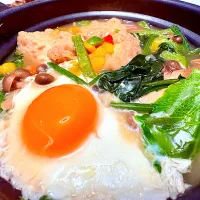 揚げ出し豆腐とキノコの鍋焼きうどん|マニラ男さん