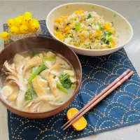 「ごまだし汁＆小松菜と桜えびのチャーハン」