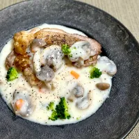 チキンソテーきのこのクリームソースかけ|けいこさん