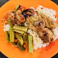 Favourite old school taste rice  sesame oil chicken, bitter gourd, spicy brinjal 😍😋|🍒lynnlicious🍒さん