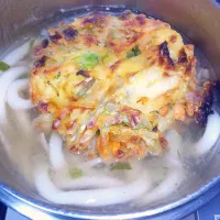 みぞれ仕立てのなめ茸入りとろみ付き玉ねぎかき揚げうどん|darkbaronさん