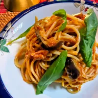 🍆茄子のトマトソースパスタ