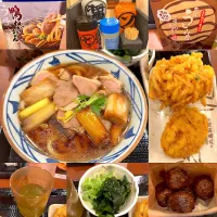 鴨ねぎうどん　コーンチーズかき揚げ　豚天　うどーなつチョコ| るみおんさん