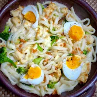 きのこクリームうどんドリア|すくらんぶるえっぐさん