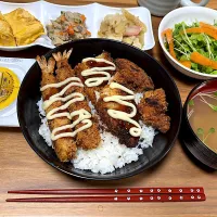 業スーの冷凍エビフライと白身フライと唐揚げの洋食丼|モモ&ハーブmama🐰🐹🐢🐠🦐❤️さん
