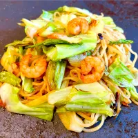 ホットプレートランチde海老塩焼きそば