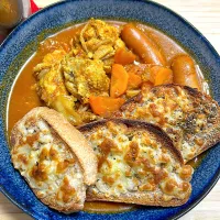 #手羽元カレー #チーズトースト|トリさん