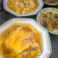 天津飯＆モヤシ炒め|テケテケさん