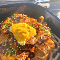 マスタードたっぷりお好み焼き