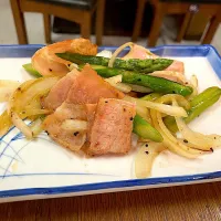 アスパラベーコン炒め|しのぶさん