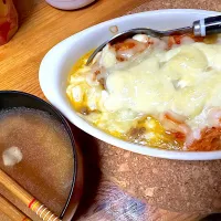 豆腐キムチ納豆グラタン、豚汁|kaaaaaさん