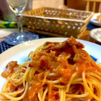 グアンチャーレでアマトリチャーナ|かおポンさん