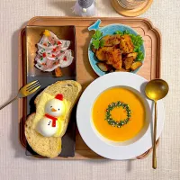 雪だるまトーストのクリスマスごはん