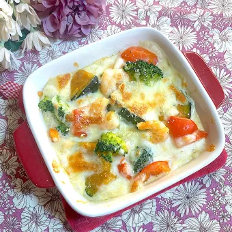 Snapdishの人気料理写真:海老とかぼちゃのグラタン風🎄