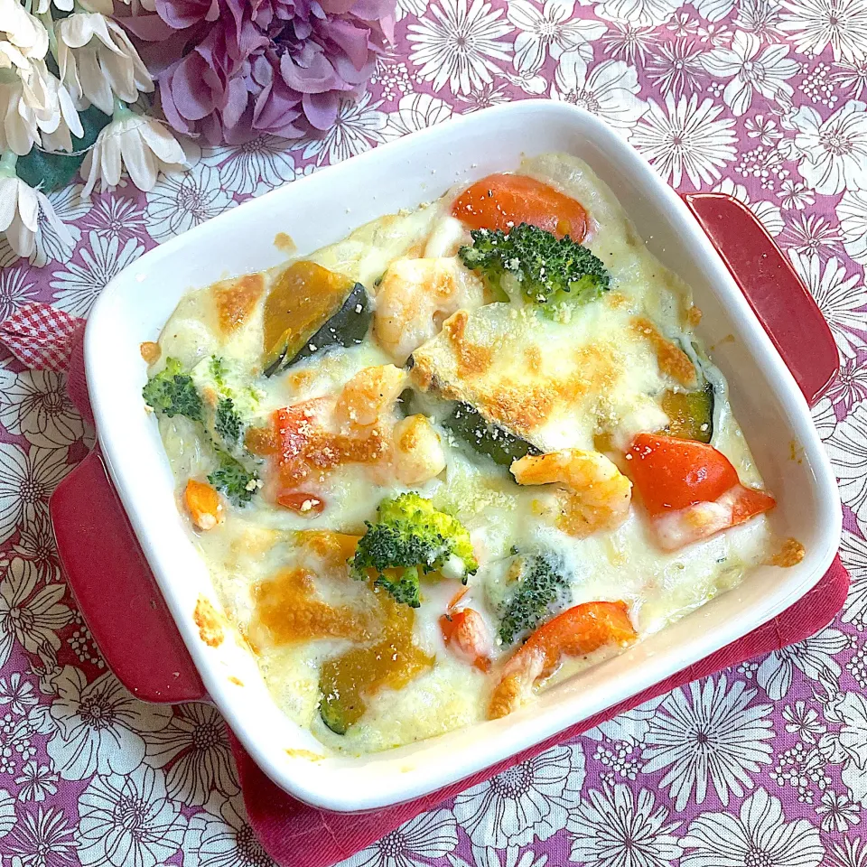 海老とかぼちゃのグラタン風🎄|ringonamaさん