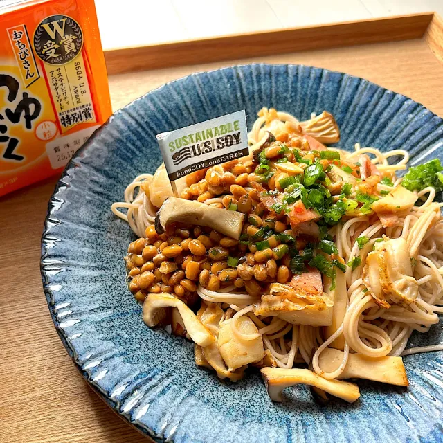 Snapdishの料理・レシピ写真:納豆そばター｜知れば選びたくなる！【アメリカ産SSAP認証】大豆のあるサステナブルな食卓